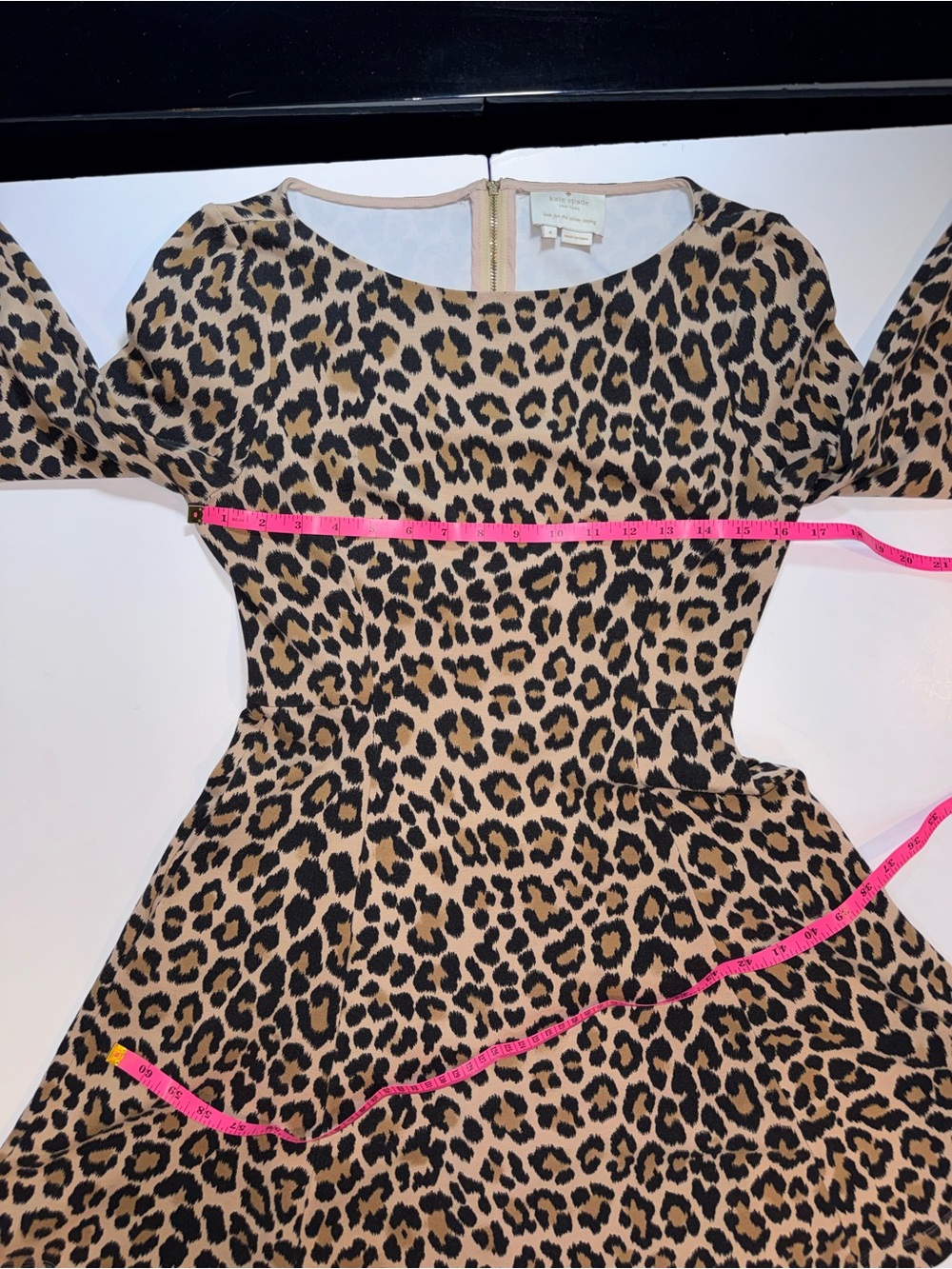 kate spade Leopard Print Long-Sleeve Fit & Flare Dress with pockets size 4 - Picture 5 of 11